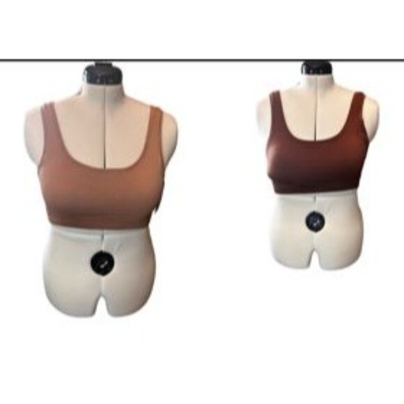 Nordstrom Size XL Lot of 2 Pullover Stretch Sport Bras  Tan and Brown - Picture 1 of 15